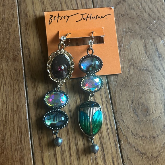 Betsey Johnson Jewelry - Betsey Johnson Green and Silver Drop Earrings